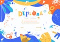 Modern colorful Diploma template for kids. Vector illustration template certificate Royalty Free Stock Photo