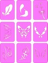 Wings nail stencil art set. Royalty Free Stock Photo