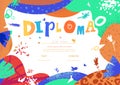 Modern colorful Diploma template for kids.