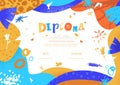 Modern colorful Diploma template for kids. Royalty Free Stock Photo