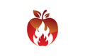 WebFire in the fresh apple Illustration logo on white background. Royalty Free Stock Photo