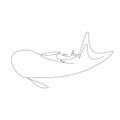 Whale family line drawing on white background, vector illustration