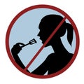 No food allowed, do not eat food. Silhouette of a girl with a fork