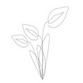 Flowers silhouette, line drawing, vector illustration Royalty Free Stock Photo