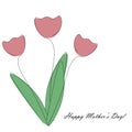 Happy mothers day card pink flower tulip design vector Royalty Free Stock Photo