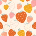 Strawberry abstract seamless pattern. Vector color design.