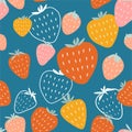 Strawberry abstract seamless pattern. Vector color design.