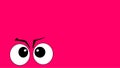 Funny cross-eyed eyes on pink background