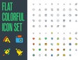 Isolated Colorful Flat Line Icon Set