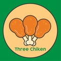 Three Chicken leg Vector illustration.