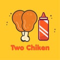 Two Chicken leg with souses  Vectors Royalty Free Stock Photo