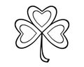 Clover leaf - linear vector illustration for coloring. Outline. Clover - the talisman of good luck. The trefoil is a symbol of St. Royalty Free Stock Photo