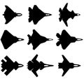 6th generation fighters vector illustration icons showing current and advanced/planned models of potential fighter aircraft