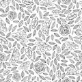 Seamless pattern with hand drawn flowers and leaves