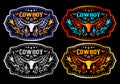 Western Style Cowboy Bull Belt Buckle vector set design. Royalty Free Stock Photo