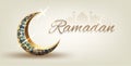 Ramadan Kareem with crescent moon gold luxurious crescent,template islamic ornate element for greeting card,Vector
