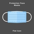 Breathing medical respiratory mask. Hospital or pollution protect face masking. illustrate vector flat icon design