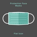 Breathing medical respiratory mask. Hospital or pollution protect face masking. illustrate vector flat icon design