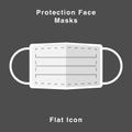 Breathing medical respiratory mask. Hospital or pollution protect face masking. illustrate vector flat icon design