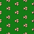 Hand drawn seamless pattern Saint Patrick`s Day traditional symbol beige   clover Royalty Free Stock Photo