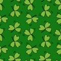 Hand drawn seamless pattern Saint Patrick`s Day traditional symbol green  clover vector Royalty Free Stock Photo