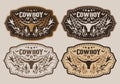 Western Style Cowboy Bull Belt Buckle vector set design. Royalty Free Stock Photo