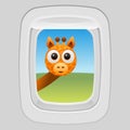 Vector funny airplane window series giraffe