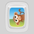 Vector funny airplane window series monkey Royalty Free Stock Photo