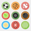 Vector colorful sport ball flat icons set