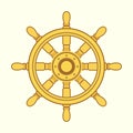 Vector golden ship wheel flat icon