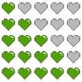 Vector ranking with green pixel hearts