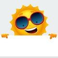 Vector happy sun character showing sign