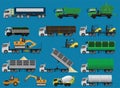 Object set of truck cars construction.