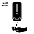Pump Hand wash. Hand sanitizer. Alcohol-based hand rub. Rubbing alcohol. Wall mounted soap dispenser. Royalty Free Stock Photo