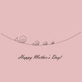 Mothers day card with animal snail family vector