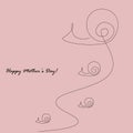 Mothers day card with animal snail family vector