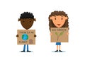International Children Climate Change Strike with Posters Royalty Free Stock Photo