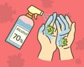 Clean hands with alcohol. Killing virus. Royalty Free Stock Photo