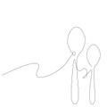 Spoons silhouette line drawing, vector