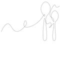 Spoons silhouette line drawing, vector