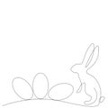 Easter bunny rabbit and eggs line drawing. Vector