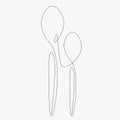 Spoons silhouette line drawing vector illustration