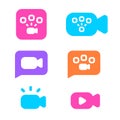 Colorful video conferencing and teleconferencing icons