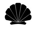 Seashell - Scallop black silhouette - vector illustration silhouette for icon or logo. Seashell scallop ocean mollusk