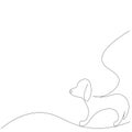 Puppy silhouette line drawing vector illlustration