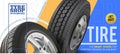 Wheel truck and car. Flyer. Advertise wheels for summer and winter. Promotion. Discount. Outdoor advertising vehicle wheels. Adver
