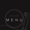 Restaurant menu background. Fork, plate and knife vector