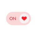 Romantic illustration `turn on your heart`. Flat design. Vector icon.