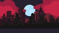 Night city illustration with moon and clouds Royalty Free Stock Photo