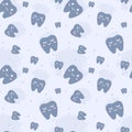 Seamless pattern with cute teeth in blue shades. Vector illustration.
